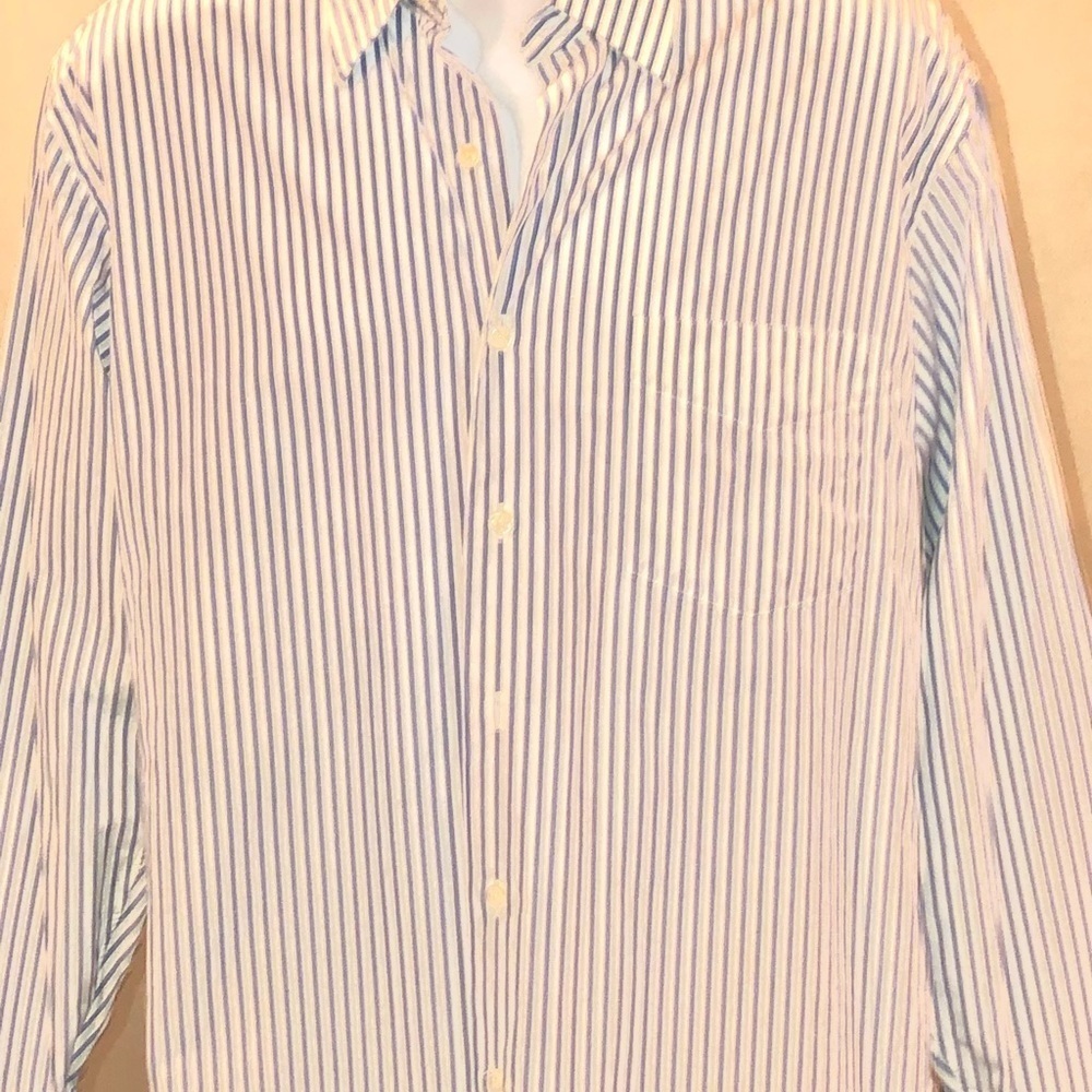 J Crew White and Blue Striped Dress Shirt L 16-16 1/2 - Picture 4 of 9